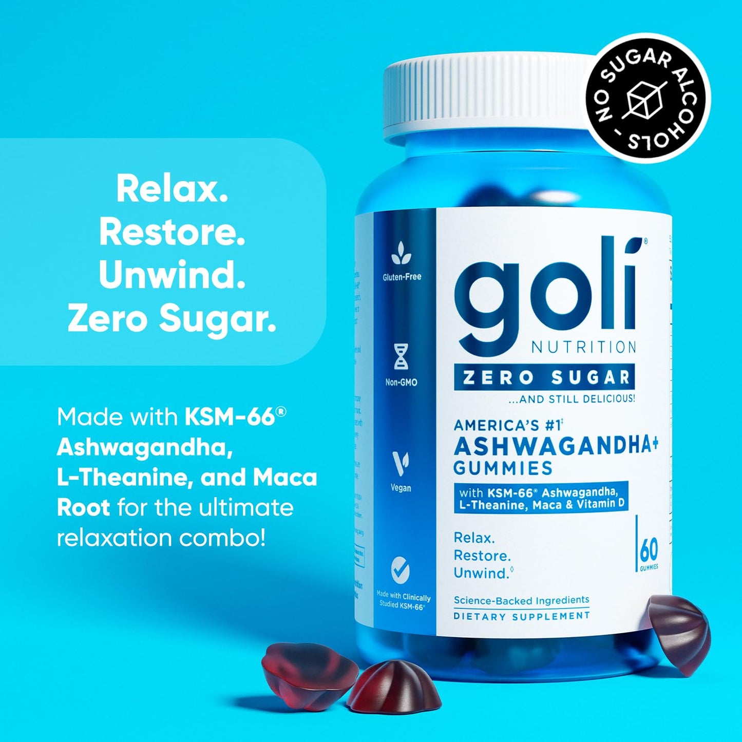 Ashwagandha GOLI sin azúcar (60 gomitas)