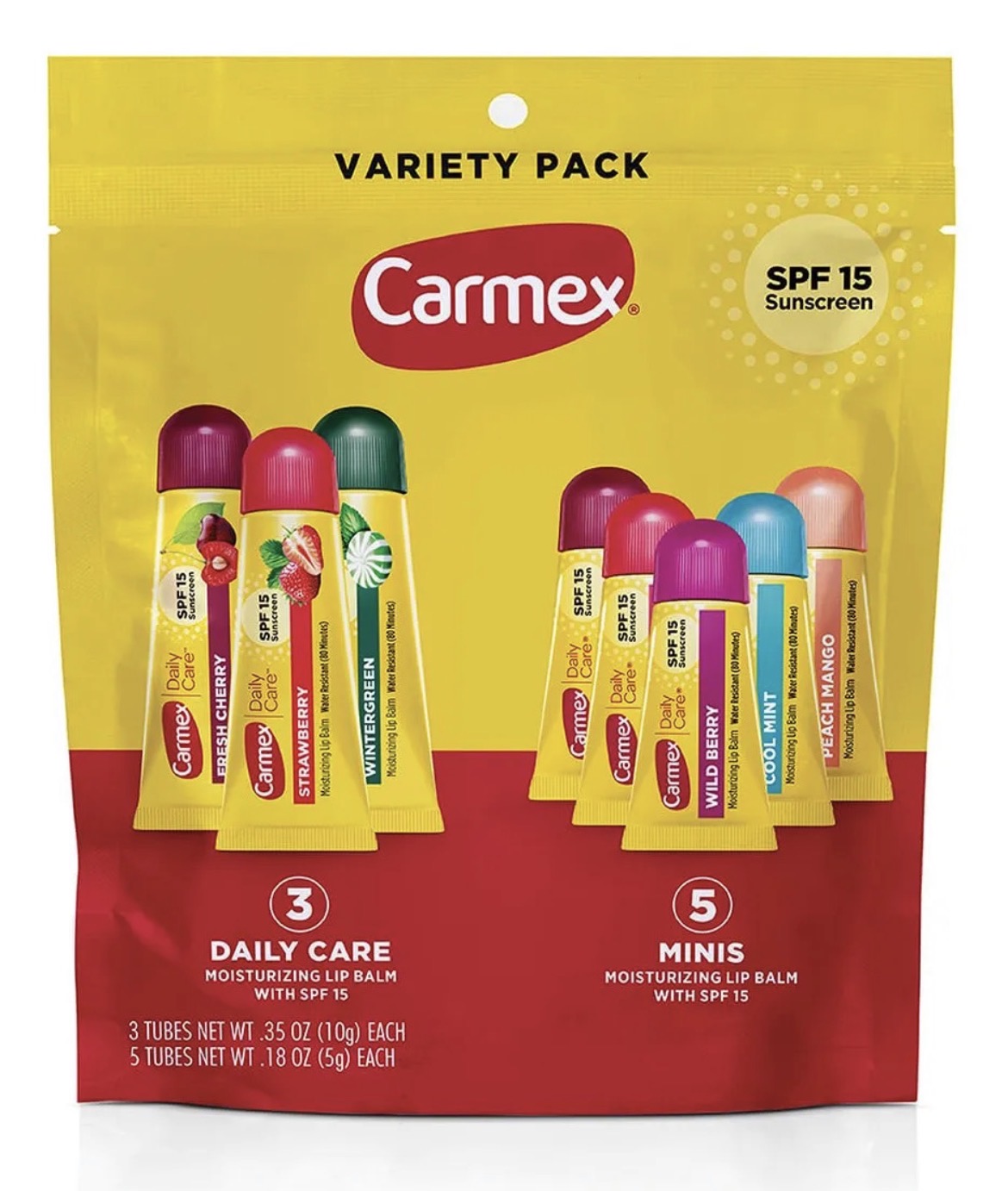 Paquete Variado Carmex (3 Daily Care + 5 Minis)