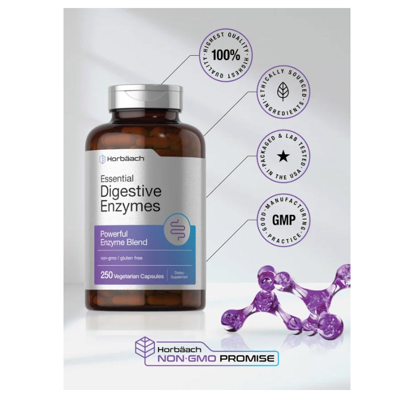 Enzimas Digestivas Esenciales Horbaach (250 cápsulas)