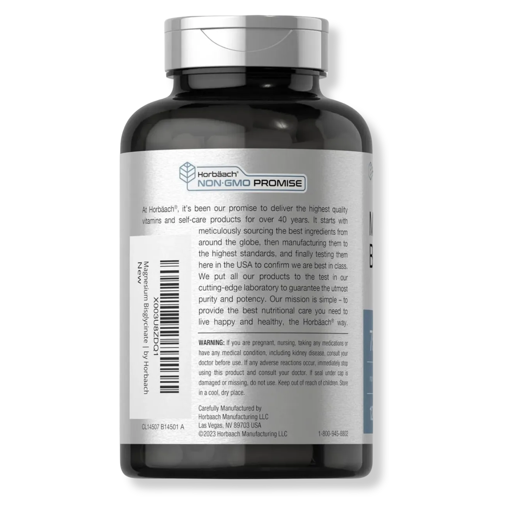 Bisglicinato de Magnesio Horbaach 750mg (120 cápsulas)