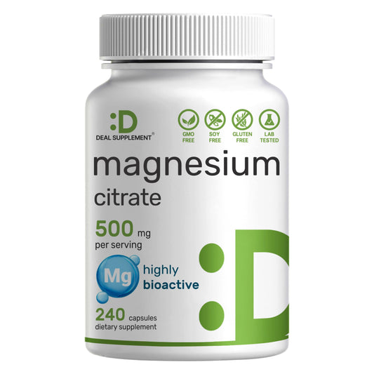 Citrato de Magnesio Deal Supplement 500mg (240 cápsulas)