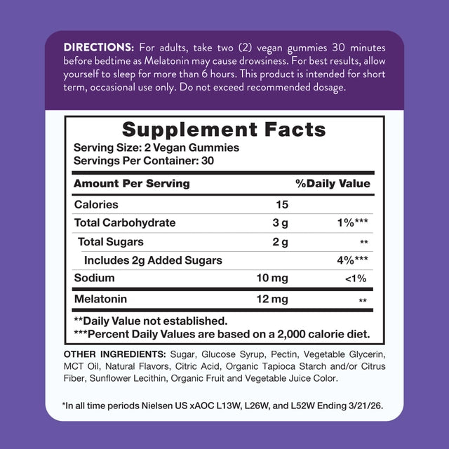Melatonina Nature's Truth 12mg (60 gomitas)