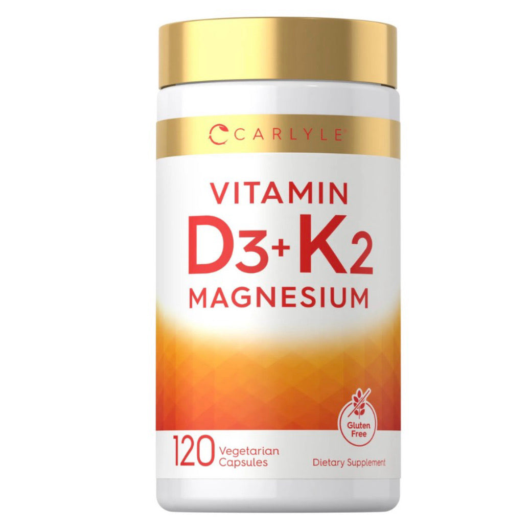 Vitamina D3 + K2 con Magnesio Carlyle (120 cápsulas)
