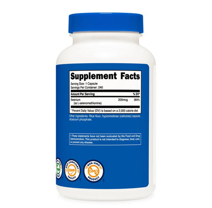 Selenio Nutricost 200mcg (240 cápsulas)