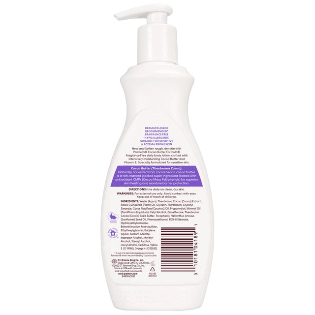 Crema Hidratante Corporal con fórmula de Manteca de Cacao Palmer's libre de fragancia (400ml)
