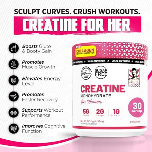 Creatina Monohidratada para Mujer Old School Labs (243 gramos)