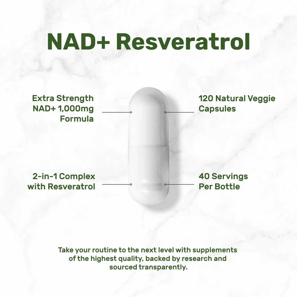 NAD+ Resveratrol 1.000mg Deal Supplement (120 cápsulas)