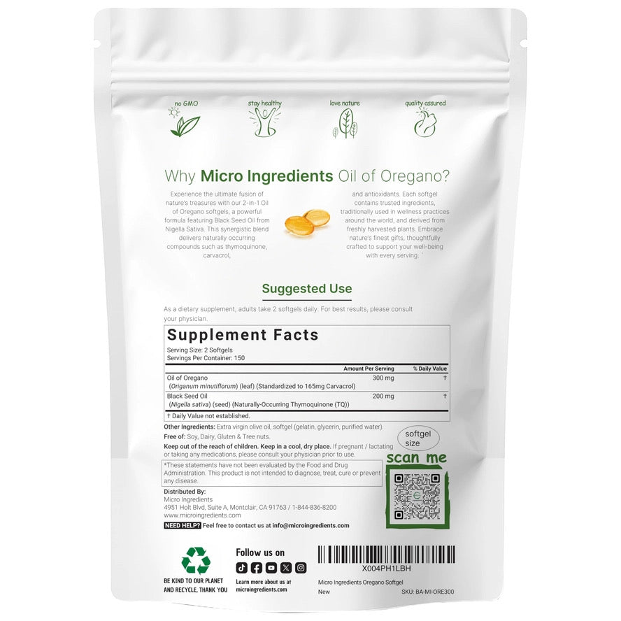 Aceite de Orégano Microingredients (300 cápsulas)