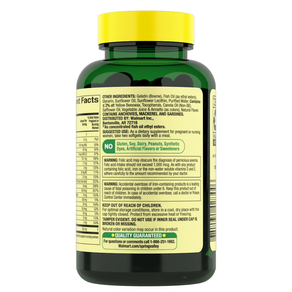 Multivitaminico Prenatal Mini Spring Valley (120 Mini cápsulas)