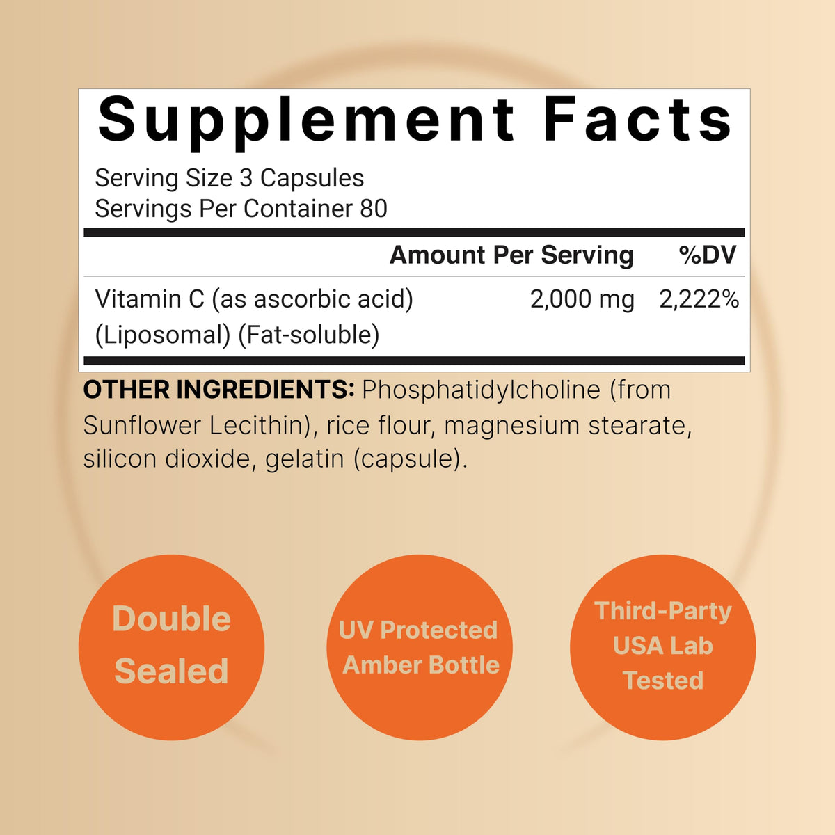 Vitamina C liposomal 2000 mg NatureBell (240 cápsulas)