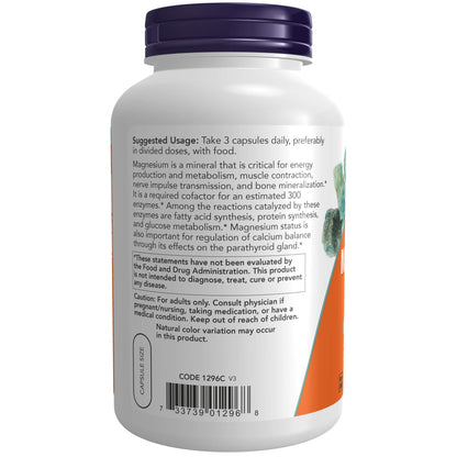Citrato de Magnesio NOW 400mg (240 cápsulas)