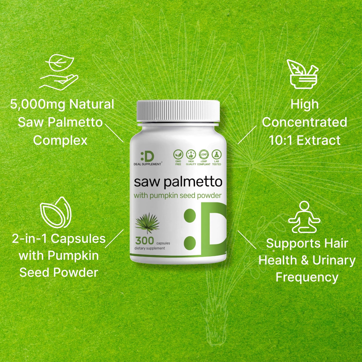 Saw Palmetto Deal Supplement 5000mg (300 cápsulas)