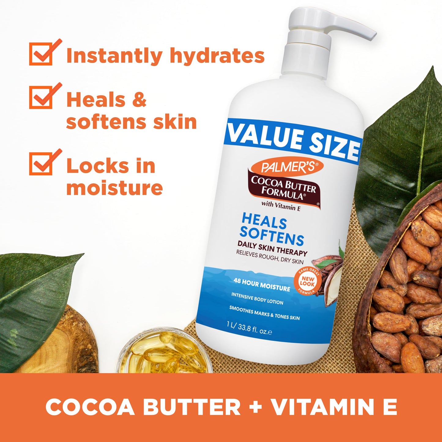 Crema Hidratante Corporal con fórmula de Manteca de cacao Palmers (1 Litro)