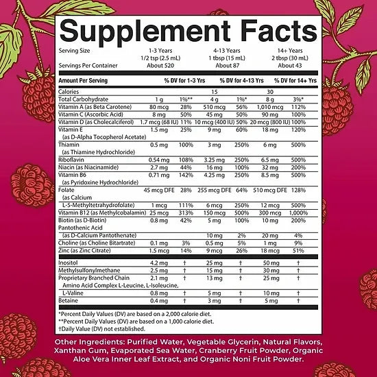 Multivitamínico líquido Mary Ruth's Raspberry (650ml)