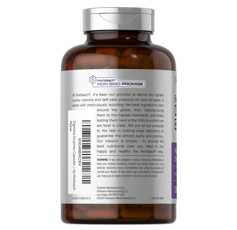 Enzimas Digestivas Esenciales Horbaach (250 cápsulas)