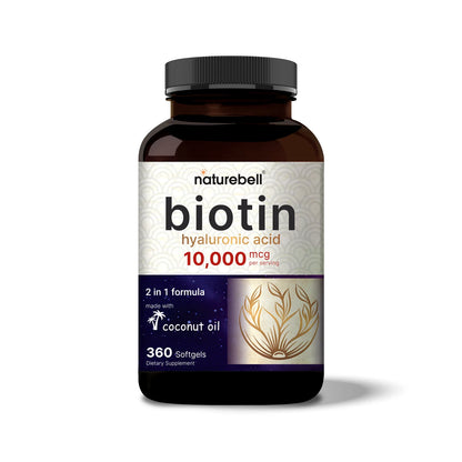 Biotina + Ácido Hialuronico NatureBell 10.000mcg (360 softgels)