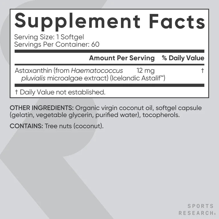Astaxantina Sports Research 12mg (60 cápsulas)