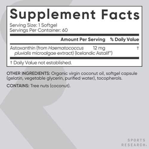 Astaxantina Sports Research 12mg (60 cápsulas)