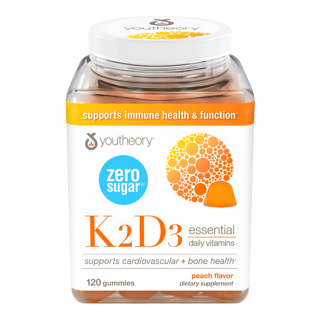 Vitamina K2 + D3 sin azúcar Youtheory (120 gomas)