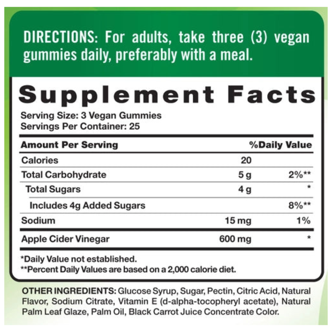 Vinagre de Sidra de Manzana Nature's Truth 600mg (75 gomitas)