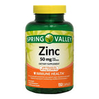Zinc + Vitamina D3 Spring Valley 50mg (150 cápsulas)