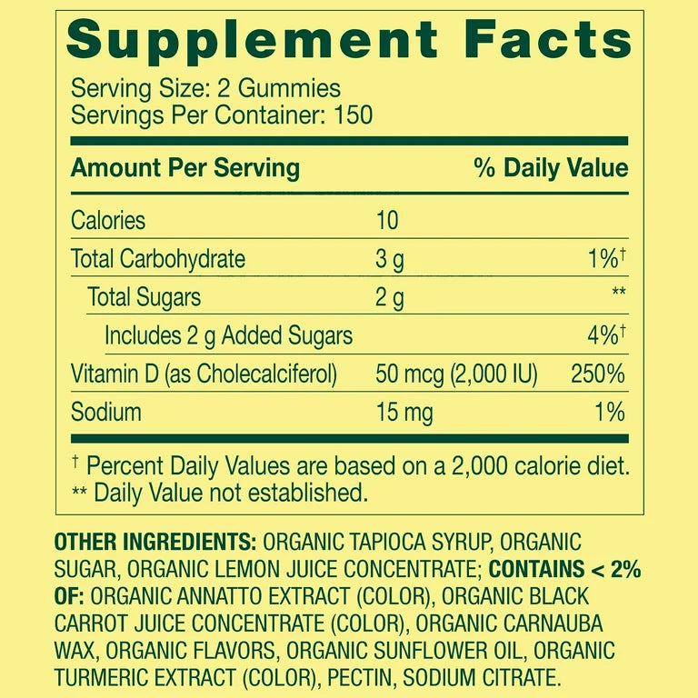 Vitamina D3 Spring Valley 50mcg(2.000IU) (300 gomas)