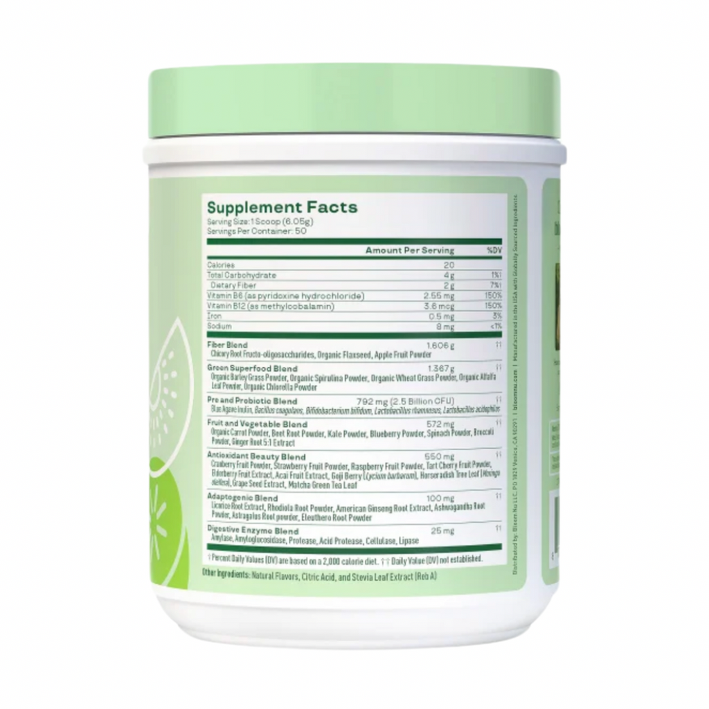 Bloom Greens & Superfoods (Enzimas digestivas, prebióticos y probióticos) Strawberry Kiwi (50 servicios)