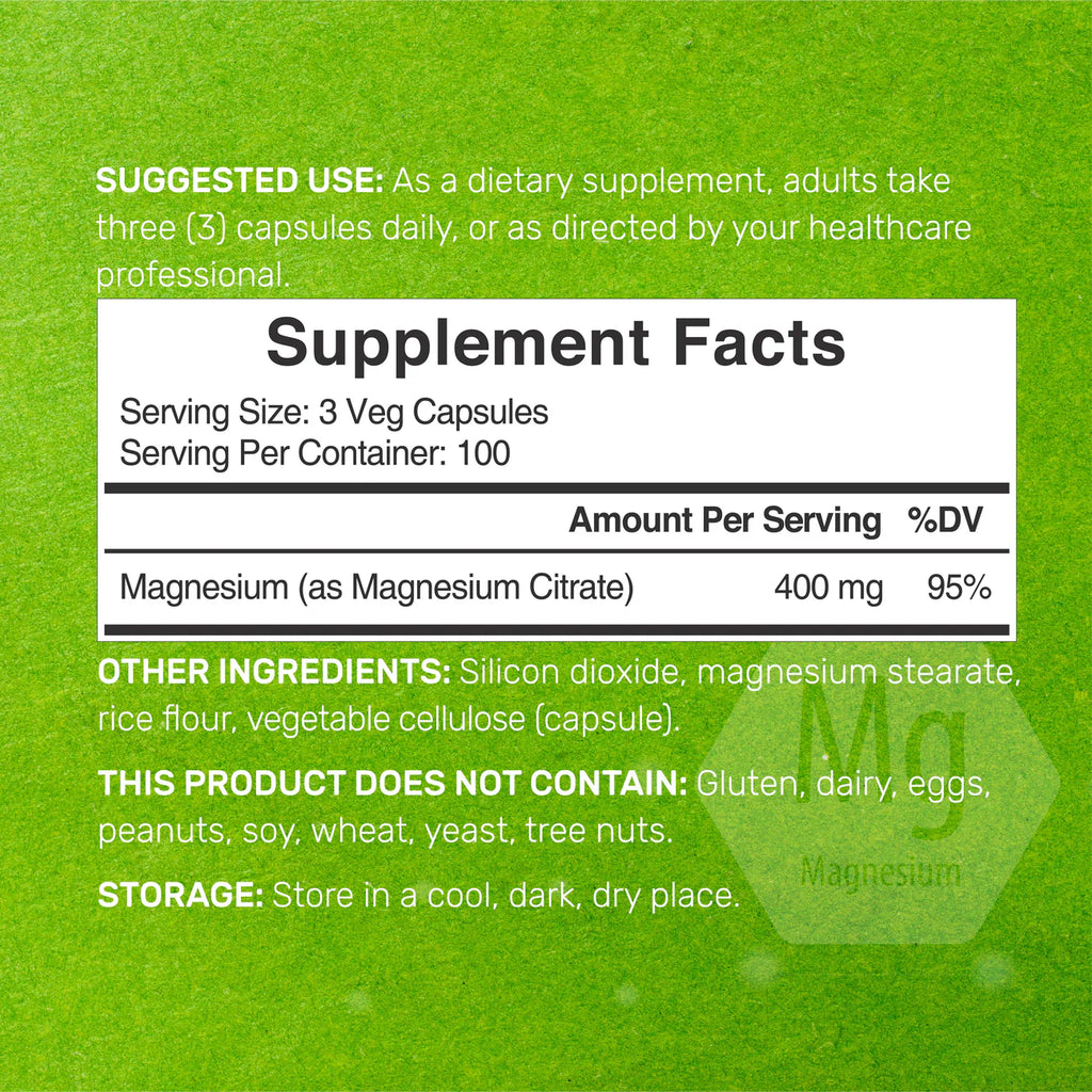Citrato de Magnesio Deal Supplement 400mg (300 cápsulas)