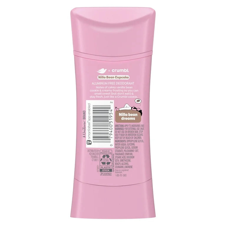 Desodorante Libre de Aluminio Dove x Crumbl Nilla Bean Cupcake (2.6 Oz)