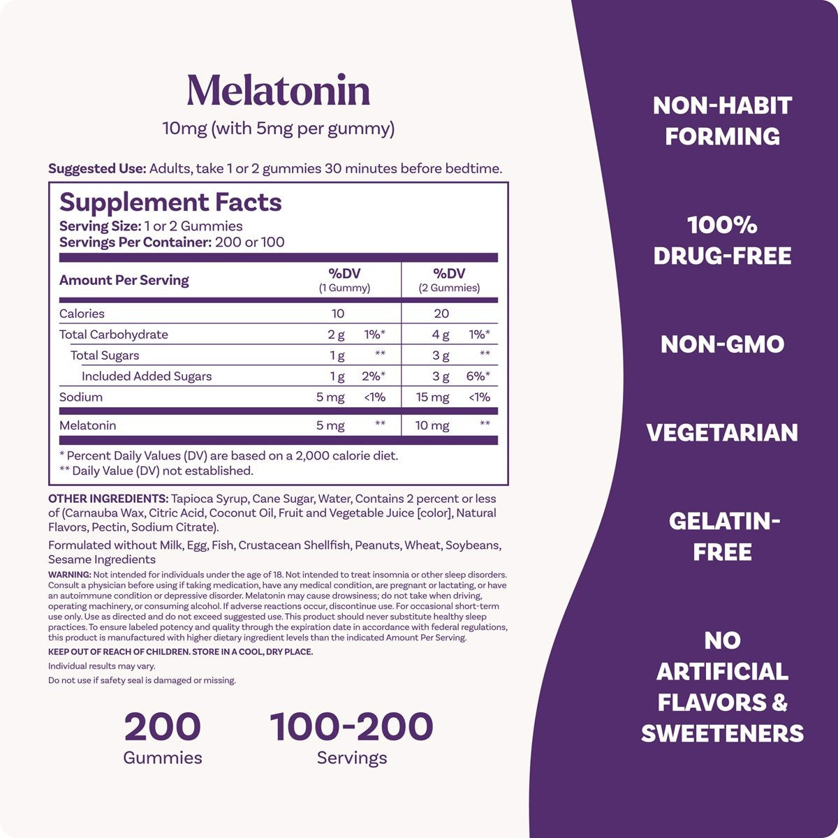 Melatonina NATROL 10mg (200 gomitas)