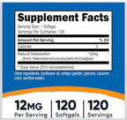 Astaxantina Nutricost 12mg (120 cápsulas)