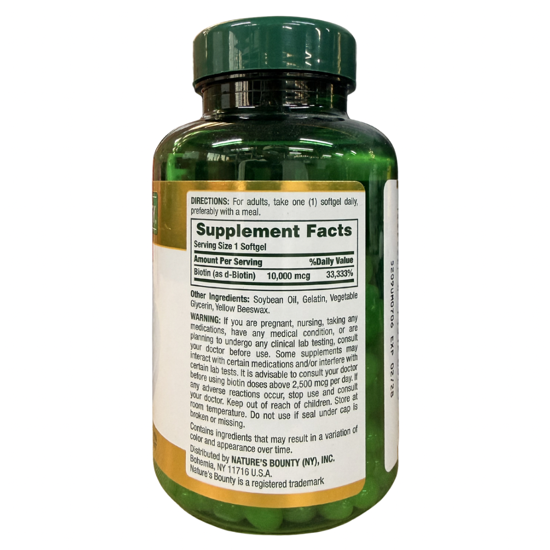 Biotina Nature's Bounty 10.000mcg (250 cápsulas)