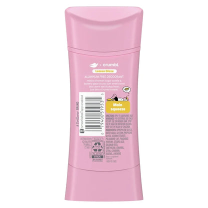 Desodorante Libre de Aluminio Dove x Crumbl Lemon Glaze (2.6 Oz)