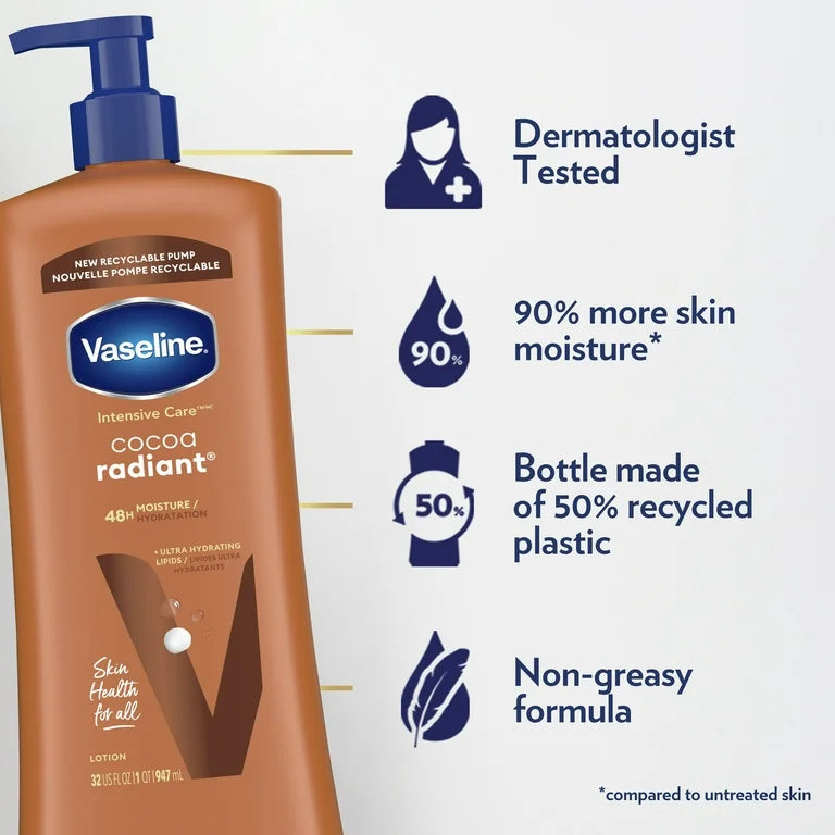 Crema Corporal Hidratante Vaseline Cocoa Radiant (947 ml)