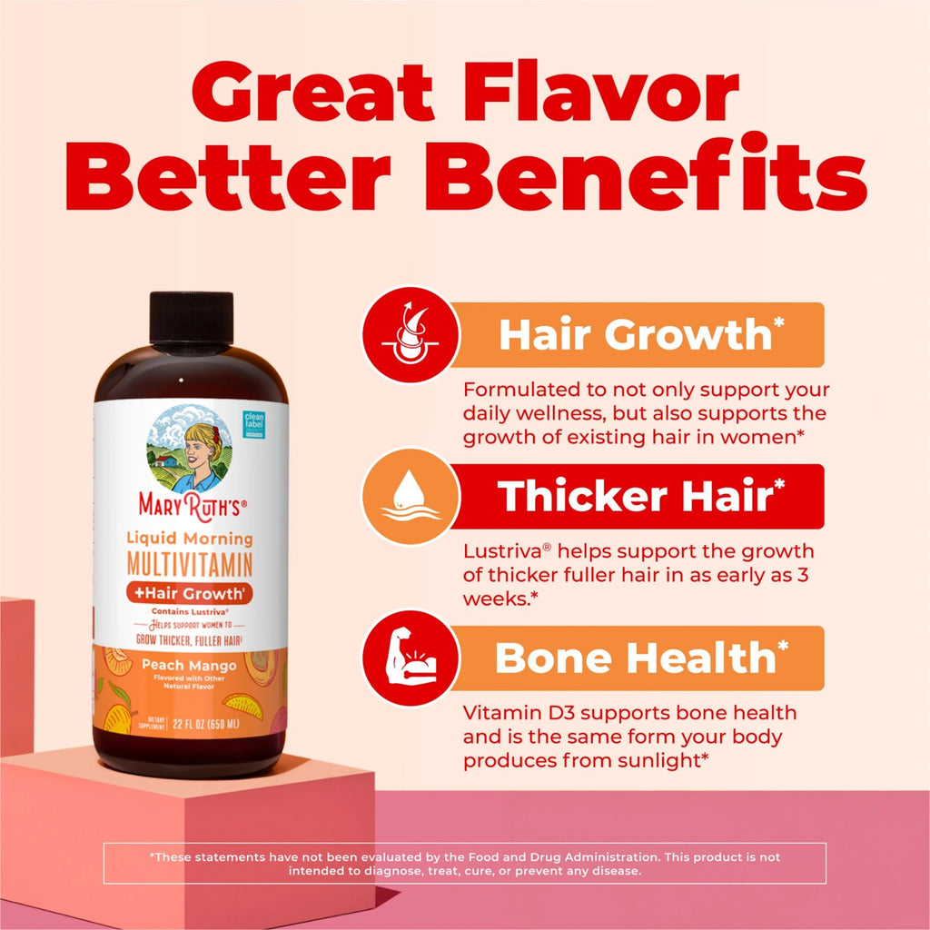 Multivitamínico líquido +Hair Growth Mary Ruth's Peach Mango (650ml)