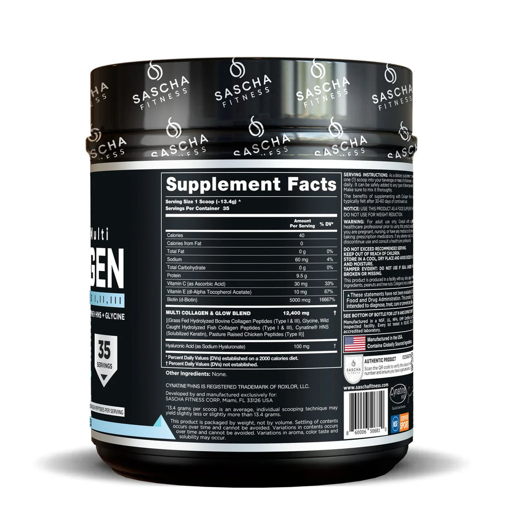 Colágeno Hidrolizado Sascha Fitness Sin Sabor (469 gramos)