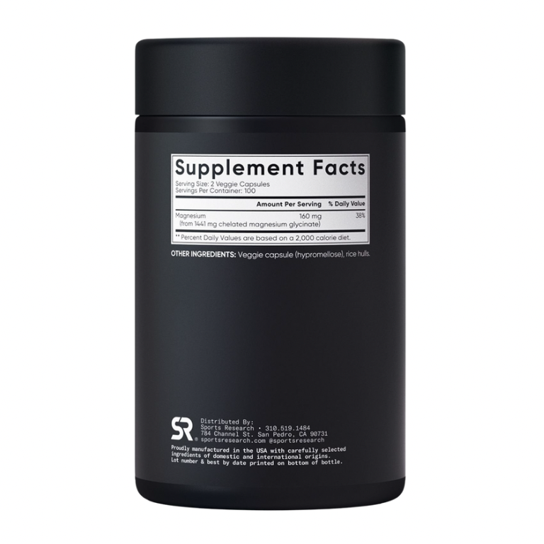 Glicinato de Magnesio Sports Research 160mg (200 cápsulas)
