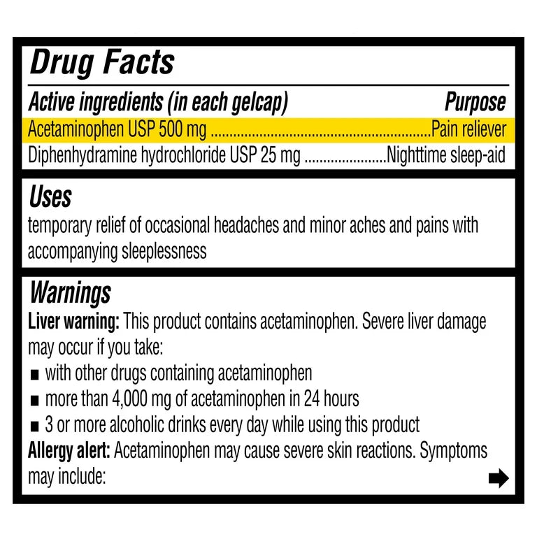 Acetaminofén PM Equate (80 cápsulas)