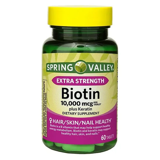 Biotina + Keratina Spring Valley 10.000mcg (60 tabletas)
