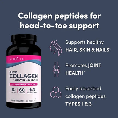 Súper Colágeno NEOCELL + Vitamina C y Biotina (360 tabletas)