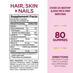 Hair, Skin & Nails Advanced 2X Biotin (80 gomitas)