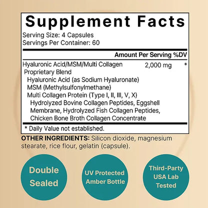 Ácido Hialuronico con Colágeno y MSM NatureBell 2.000mg (240 cápsulas)