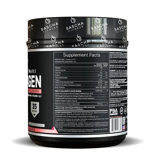 Colágeno Hidrolizado Sascha Fitness Limonada de Fresa (490 gramos)
