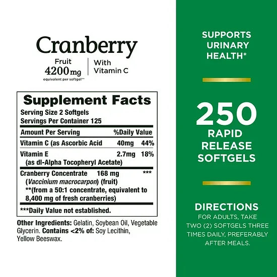 Cranberry Nature’s Bounty 4.200mg (250 softgels)
