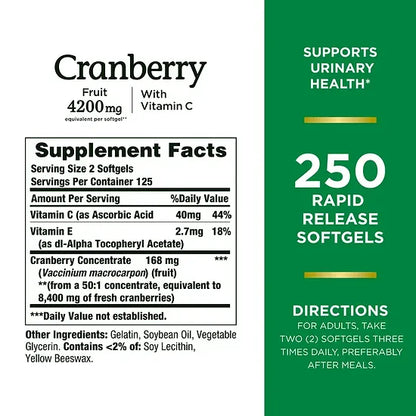 Cranberry Nature’s Bounty 4.200mg (250 softgels)