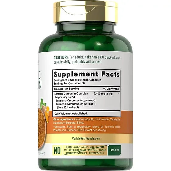 Turmeric Curcumin Carlyle 2.400mg (180 cápsulas)