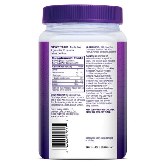 Melatonina NATROL 10mg (180 gomitas)