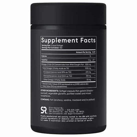 Omega 3 Fish Oil Sports Research (150 softgels)