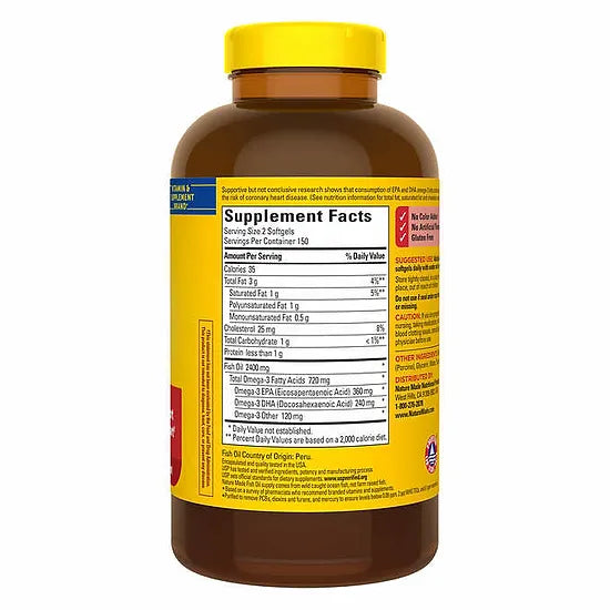 Fish Oil 1200mg Nature Made (300 softgels)