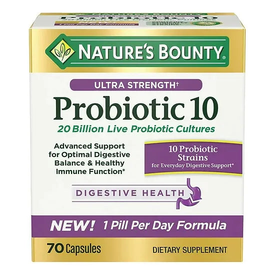 Probióticos 10 Ultra Strength Natures Bounty (70 cápsulas)